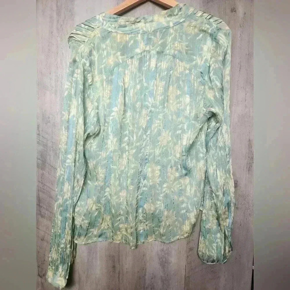 Rag & Bone New York Sachi Floral Top in Green Floral Sheer M Women's - Picture 10 of 13